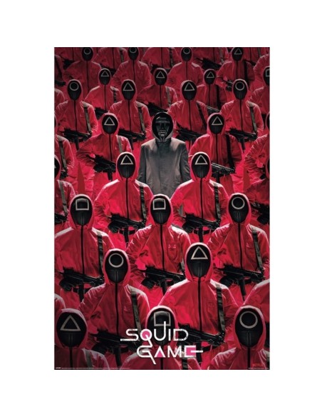 Poster el juego del calamar miembros de la organizacion y jefe