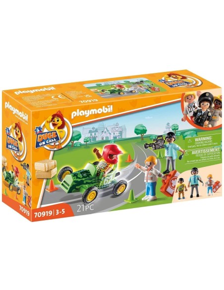 Playmobil duck on call accion ambulancia ayuda al piloto de carreras