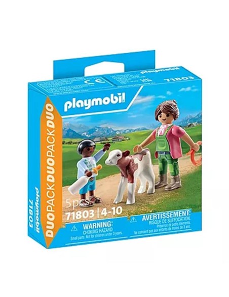 Playmobil  granjera con ternero
