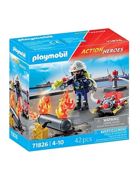 Playmobil  bombero con bomba de agua