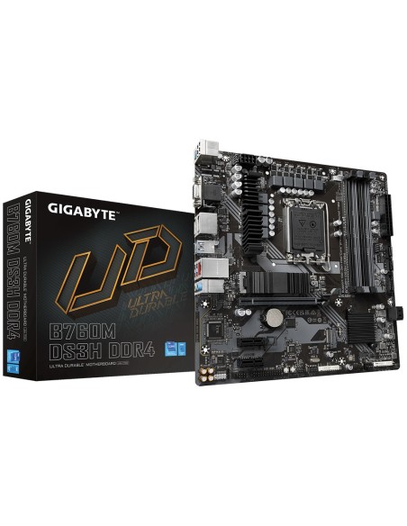 Placa base gigabyte b760m ds3h ddr4 1700 m  atx  4x ddr4  4x sata 6gb  s  3x usb 3 2  2x usb 2