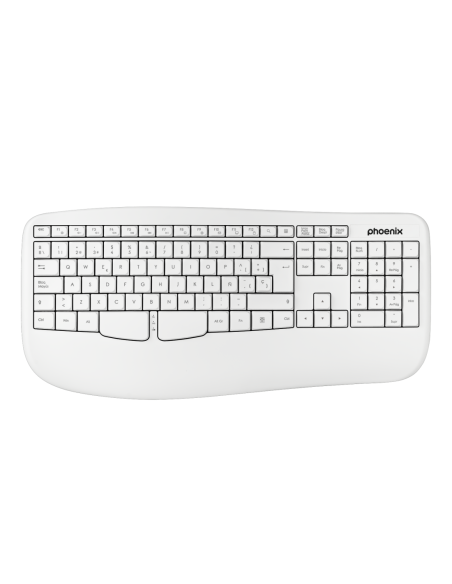 Phoenix k201 teclado ergonómico inalámbrico 2 4ghz blanco