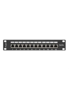 Patch panel lanberg 12 puertos 1u cat 5e 10 pulgadas blindado negro