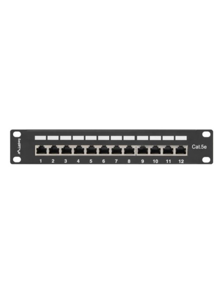 Patch panel lanberg 12 puertos 1u cat 5e 10 pulgadas blindado negro