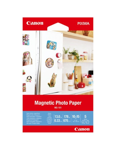 Papel canon foto magnetico mg  101 3634c002 a6 10x15  5 hojas