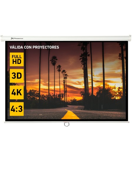 Pantalla manual videoproyector pared y techo phoenix 100´´ ratio 43  169 2m x 1 5m posicion ajust