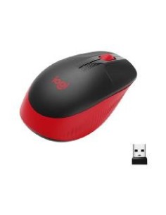 Mouse raton logitech m190 full size optico wireless inalambrico rojo