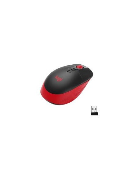 Mouse raton logitech m190 full size optico wireless inalambrico rojo