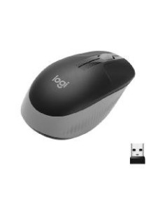 Mouse raton logitech m190 full size optico wiireles inalambrico gris claro
