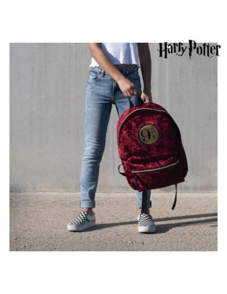 Mochila casual terciopelo cerdá harry potter anden 9 3  4 burdeos 40 cm