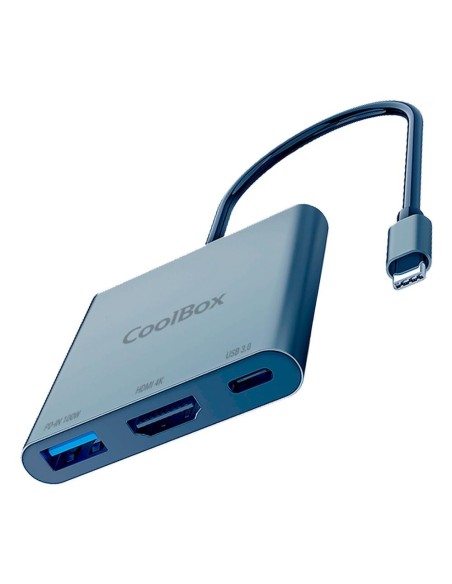 Minidock coolbox c31 aluminio usb  c a hdmi 4k  usb  a  usb  c 3 2 gen1 pc  mac  consolas