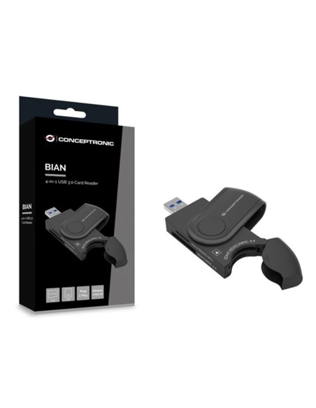 Lector de tarjetas externo usb 3 0 4 en 1 conceptronic bian04b sd  sdhc  sdxc micro sd  t flash