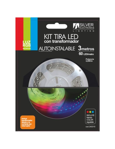 Kit tira led silver electronics 540 lm  m  3m  12v  7 2w  m  rgb