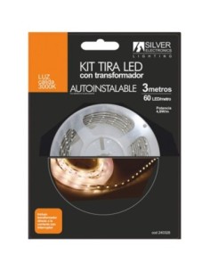 Kit tira led silver electronics 300 lm  m  3m  12v  4 8w  m  3000k  luz calida