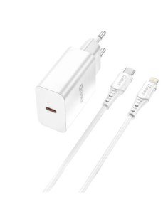 Kit cargador qcharx chronos 3a 20w  cable tipo c a lightning blanco
