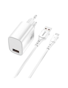 Kit cargador qcharx artemisia 3a 18w  cable usb a micro blanco