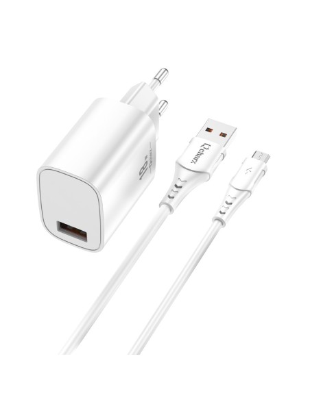 Kit cargador qcharx artemisia 3a 18w  cable usb a micro blanco