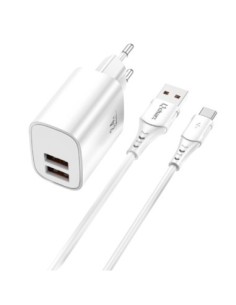 Kit cargador qcharx apolo 24a 12w  cable usb a tipo c blanco