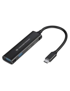 Hub usb tipo c conceptronic hubbies12b 4 puertos usb 3 2 2 puertos usb tipo c