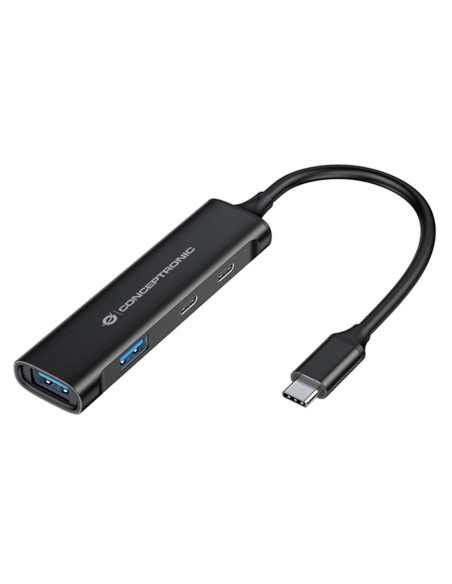 Hub usb tipo c conceptronic hubbies12b 4 puertos usb 3 2 2 puertos usb tipo c
