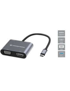 Hub usb tipo c conceptronic donn16g 1 x hdmi  1 x vga  1 x usb tipo c  1 x usb 3 0