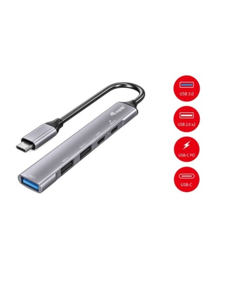 Hub usb tipo c 3 2 equip life 1 x usb 3 2  2 x usb 2 0  2 x usb tipo c  100w  aluminio