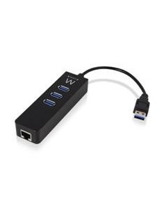 Hub usb ewent 3 puertos  1 puerto gigabit lan  usb 3 1 gen 1