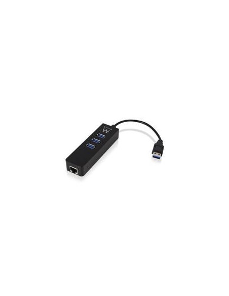 Hub usb ewent 3 puertos  1 puerto gigabit lan  usb 3 1 gen 1