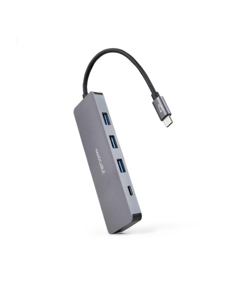 Hub nanocable usb  c a 3xusb3 0  h  1xusb  c  h aluminio 10 cm  gris