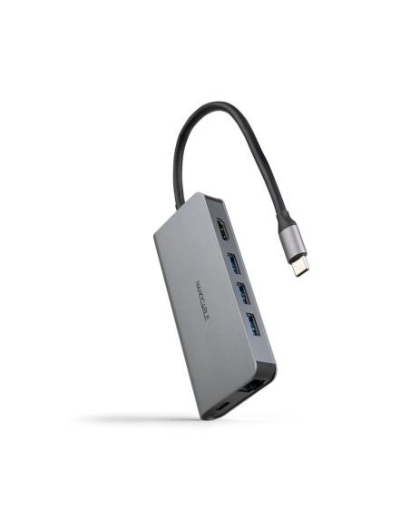Hub nanocable usb  c 8 en 1 conversor usb  c 3 1 a 3xusb  a 3 0  hdmi 4k@60hz  usb  c pd  rj4