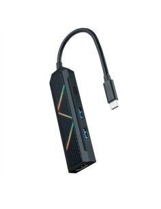 Hub nanocable 4 en 1 usb tipo c  usb  hdmi  15cm  macho  hembra