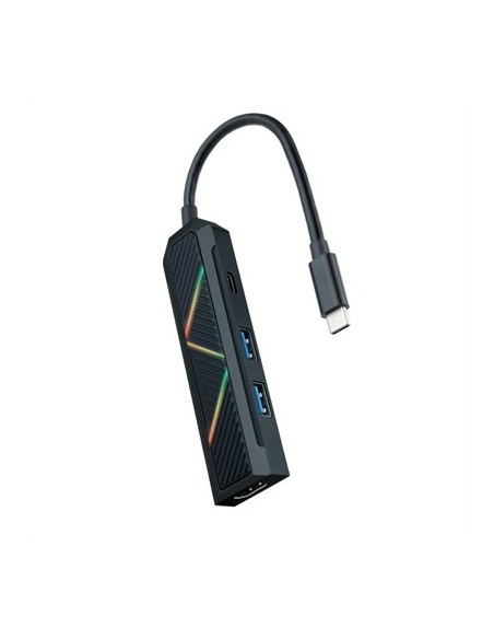 Hub nanocable 4 en 1 usb tipo c  usb  hdmi  15cm  macho  hembra
