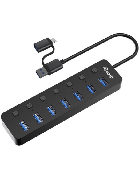 Hub equip usb tipo a  adaptador usb tipo c 7 en 1