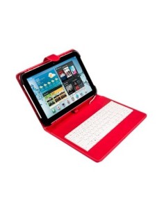 Funda universal silver ht para tablet 9  10 1 pulgadas  teclado con cable micro usb rojo  blanco