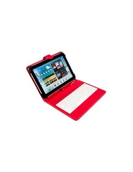 Funda universal silver ht para tablet 9  10 1 pulgadas  teclado con cable micro usb rojo  blanco