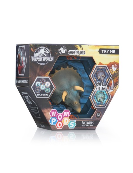 Figura wow pod jurassic world triceratops sfx con sonido