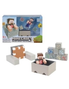 Figura mattel minecraft vagoneta explosiva lanza y choca