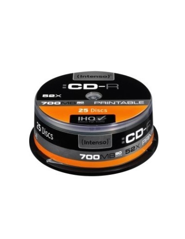 Tarrina de cd  r virgenes intenso printable 700mb 52x 25 unidades