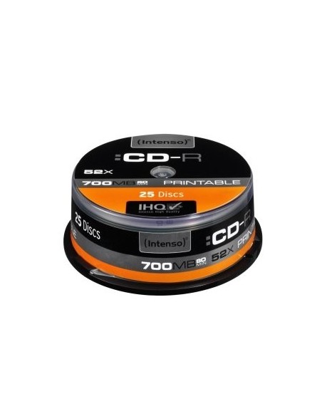 Tarrina de cd  r virgenes intenso printable 700mb 52x 25 unidades