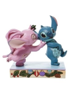 Figura enesco disney lilo y stitch stitch y angel con muérdago