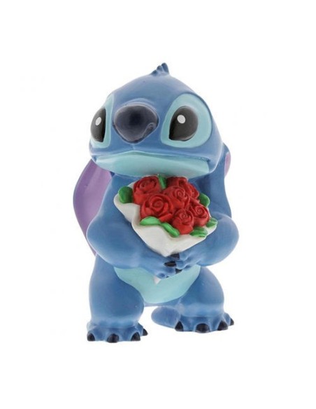 Figura enesco disney lilo y stitch stitch con ramo de rosas
