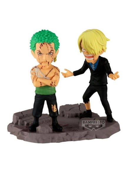 Figura banpresto one piece world collectable figure log stories roronoa zoro y sanji  pulgadas   no