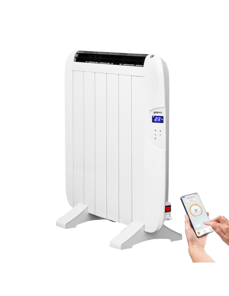 Yoevu  radiador eléctrico bajo consumo  4 elementos  900 w  temporizador  programable  mando a