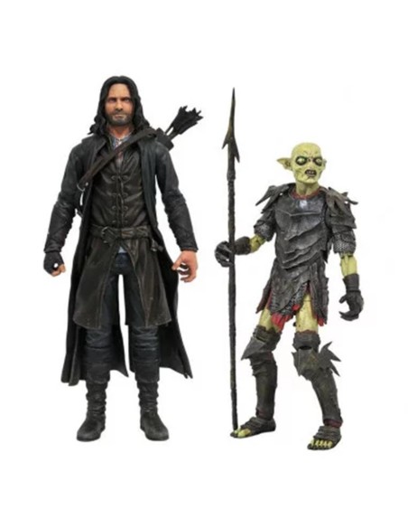 Surtido de figuras diamond collection el señor de los anillos series deluxe action aragorn y orco de