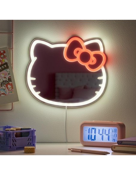 Espejo de neón led montable en la pared hello kitty