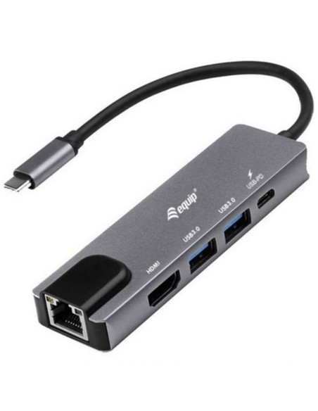 Docking station equip usb tipo c 5 en 1 hdmi rj45 usb 3 2 100w pd