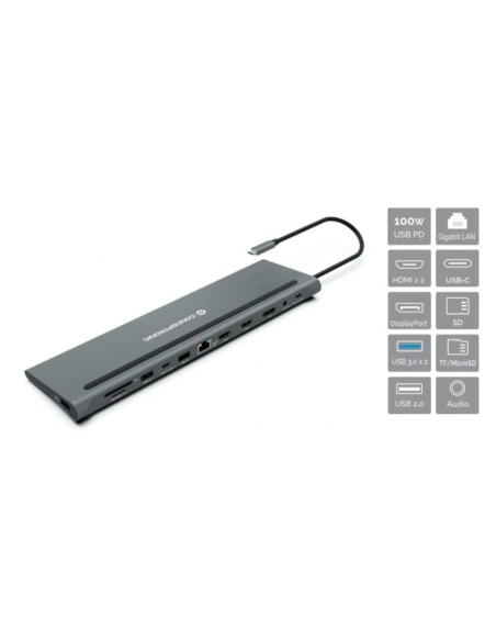 Docking station conceptronic usb tipo c donn17g 2 x hdmi  1 x dp  2 x usb 3 0  1 x usb 2 0  1 x