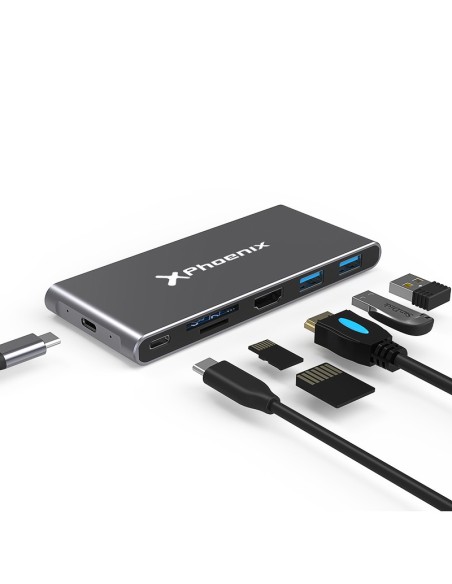 Docking caja externa phoenix para disco m 2 con hub usb tipo c 6 en 1