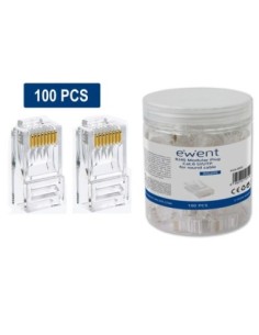 Conector rj45 ewent im1205 cat 6 u  utp para cable redondo 100 unidades