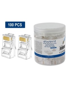 Conector rj45 ewent easyconnect im1206 cat 6 u  utp para cable redondo 100 unidades